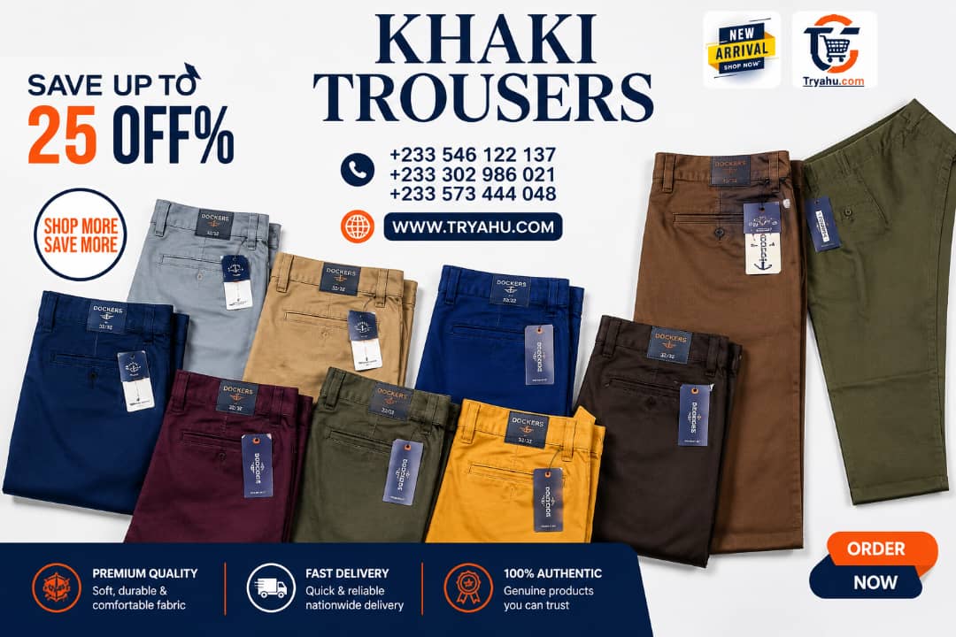 Shop Best Deals On Authentic  Khaki And Jeans Trousers Online Near Me| Affordable Tryahu Khaki Trousers In Ghana